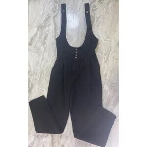 Women Sz 5 Y2k/90s VTG RARE Zena Black Denim Overalls Suspenders Jeans